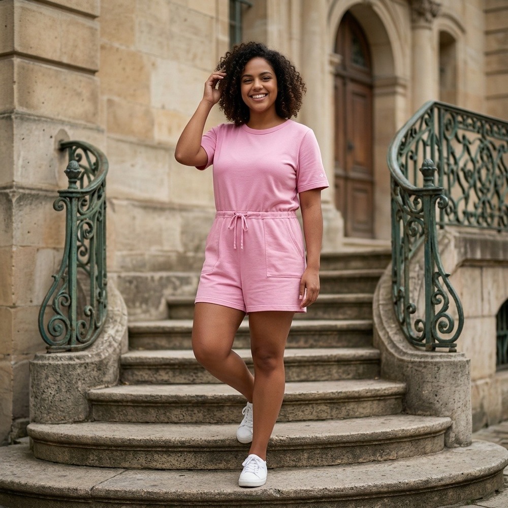 Columbia Trek French Terry Romper Bubblegum Pink Comfy Loungewear Casual Size XL